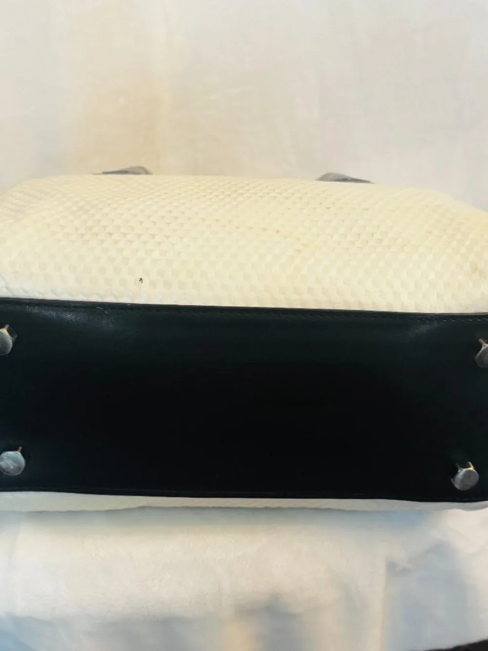 Rebecca Minkoff Perry Satchel Black Eggshell Outer Zipper pockets No strap READ